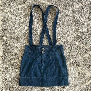 Gold Sign Denim Skirt with Suspenders